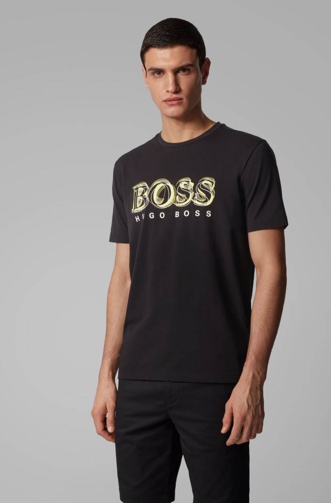 Hugo Boss Stretch-cotton T-shirt Svarte | PgJwWWiw