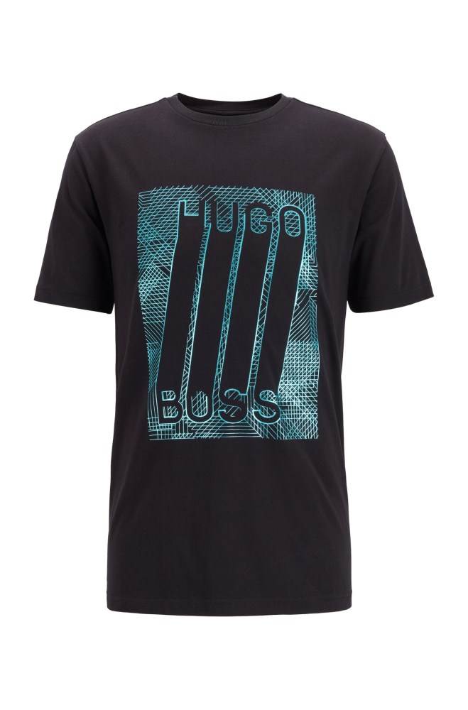 Hugo Boss Stretch-cotton T-shirt Svarte | vdMfKFPY