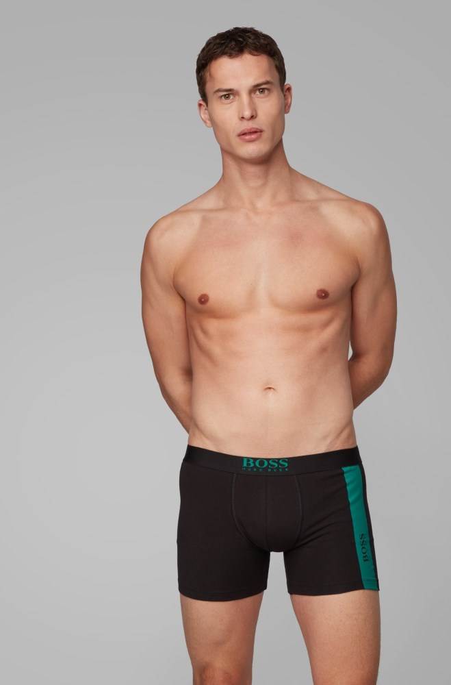 Hugo Boss Stretch-cotton boxer briefs Svarte | JHuZzoUZ