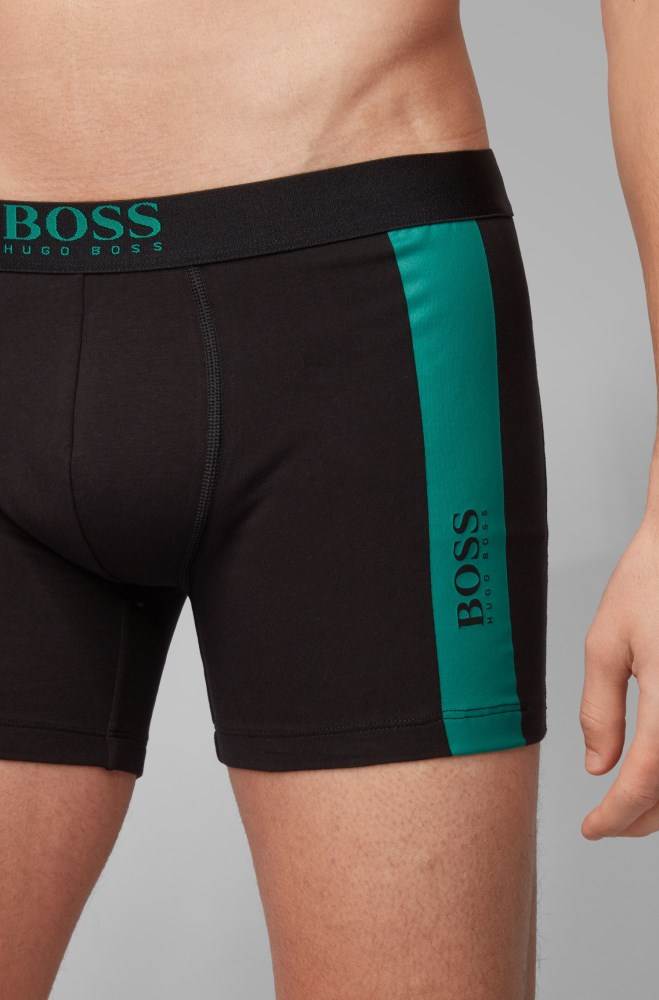 Hugo Boss Stretch-cotton boxer briefs Svarte | JHuZzoUZ