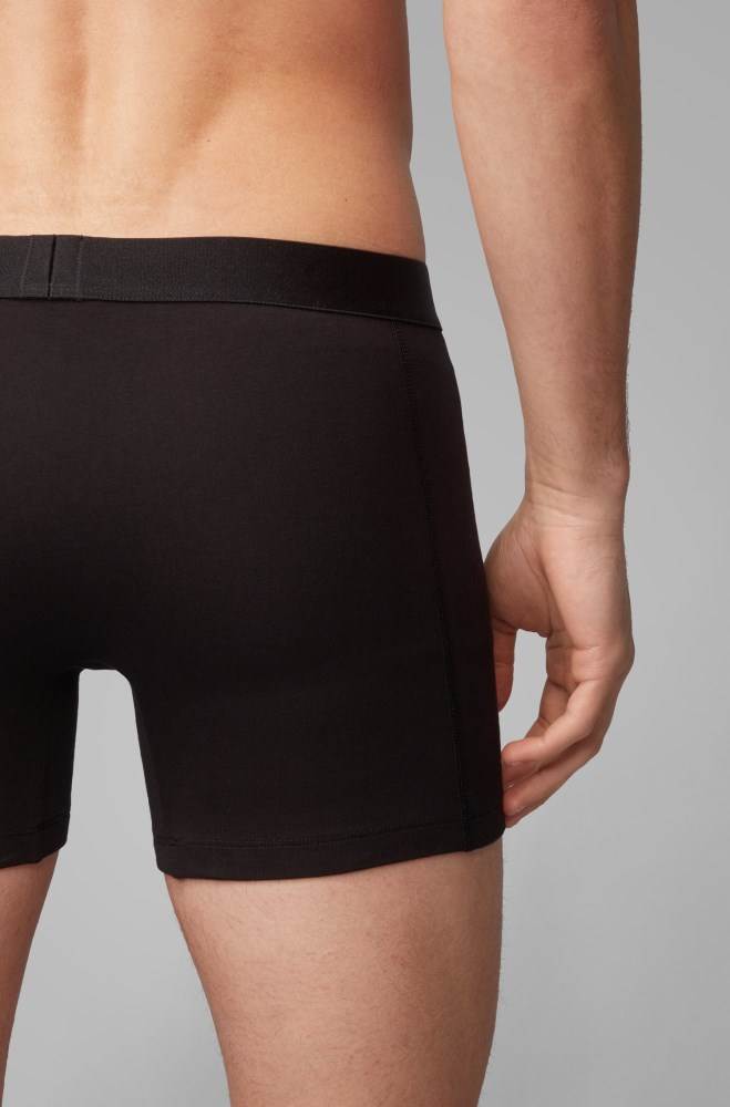 Hugo Boss Stretch-cotton boxer briefs Svarte | JHuZzoUZ