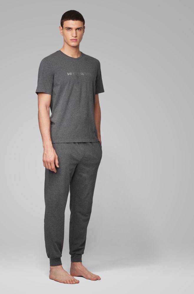 Hugo Boss Stretch-cotton pyjama T-shirt Mørke Grå | xENQCTr1