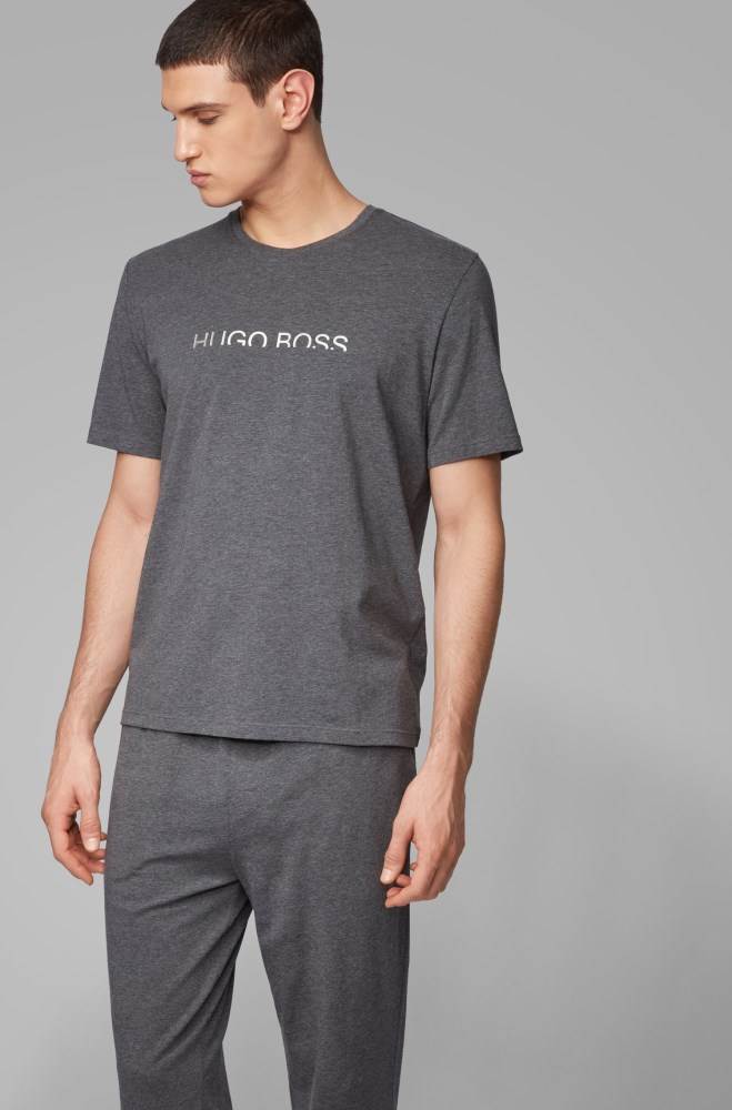 Hugo Boss Stretch-cotton pyjama T-shirt Mørke Grå | xENQCTr1