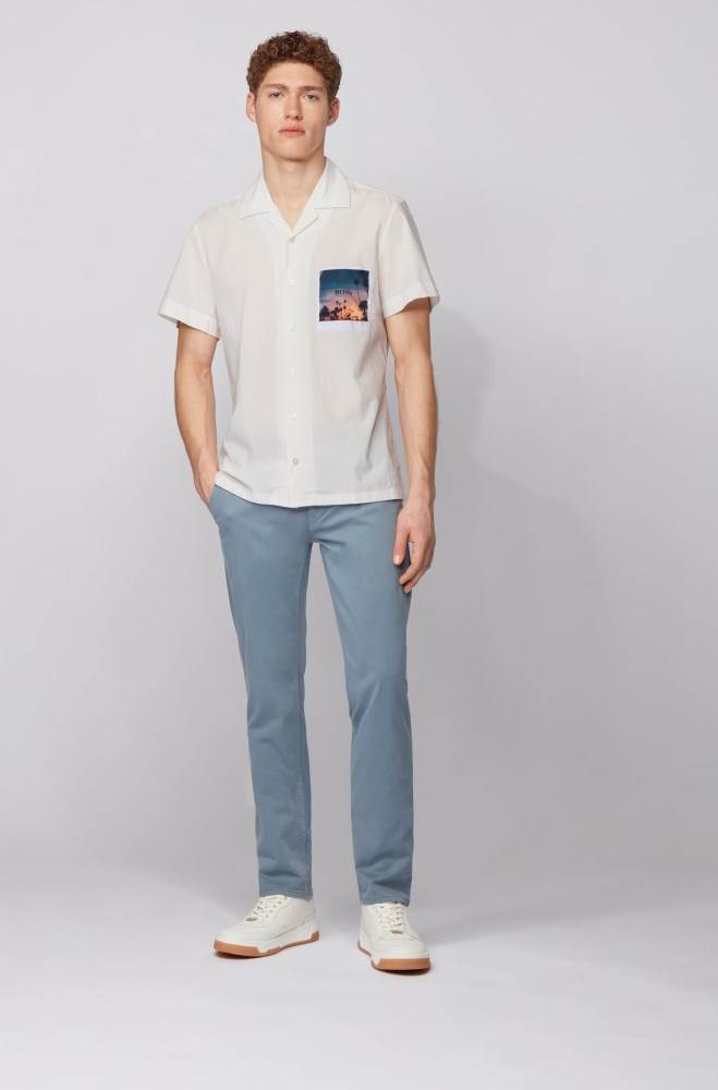 Hugo Boss Stretch-cotton regular-fit shirt Hvite | Q1aTsFzM