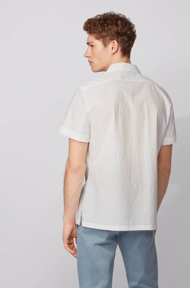 Hugo Boss Stretch-cotton regular-fit shirt Hvite | Q1aTsFzM