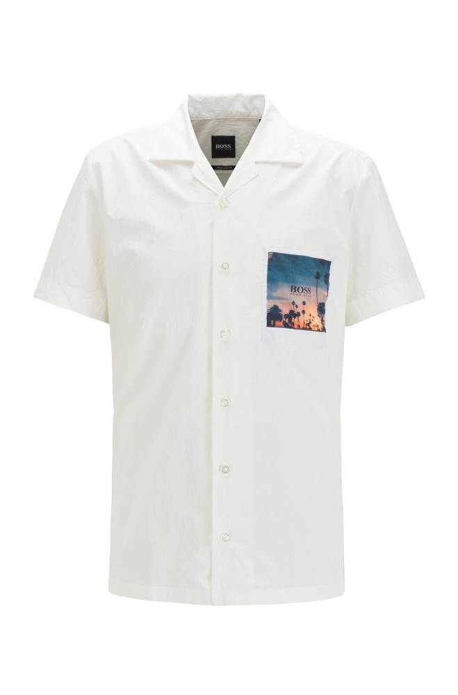 Hugo Boss Stretch-cotton regular-fit shirt Hvite | Q1aTsFzM