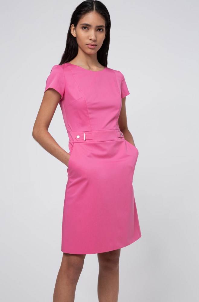 Hugo Boss Stretch-cotton shift dress Rosa | g4ssix4u