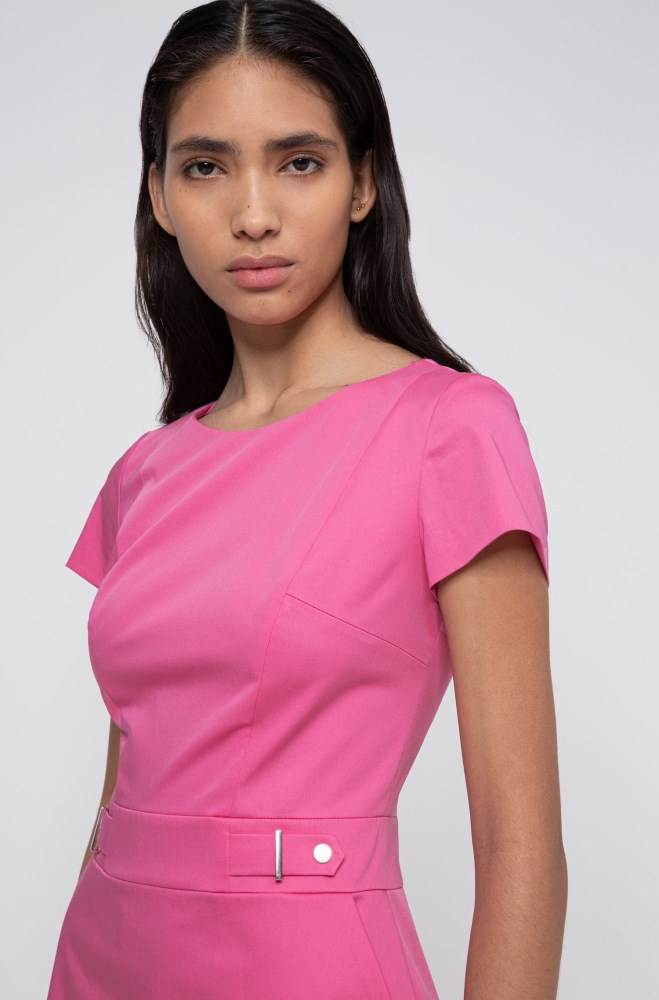 Hugo Boss Stretch-cotton shift dress Rosa | g4ssix4u