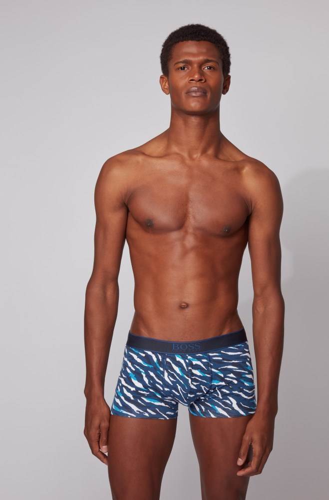 Hugo Boss Stretch-cotton trunks Blå | XTAPbmlO