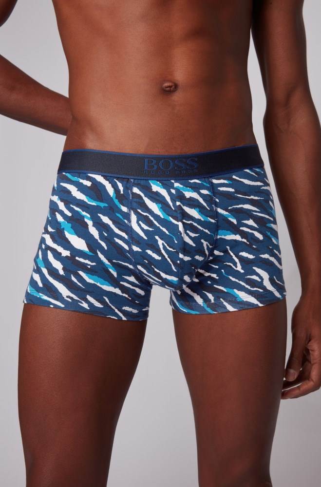 Hugo Boss Stretch-cotton trunks Blå | XTAPbmlO