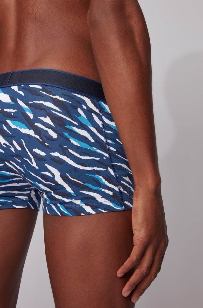 Hugo Boss Stretch-cotton trunks Blå | XTAPbmlO