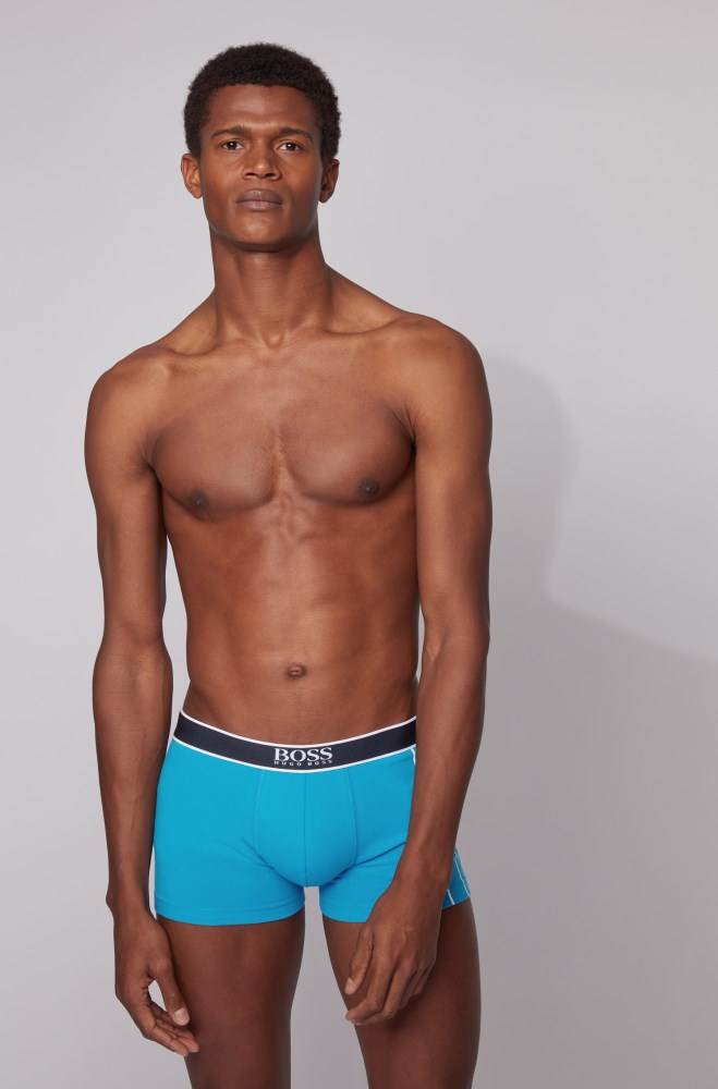 Hugo Boss Stretch-cotton trunks Blå | qzkmO5iY