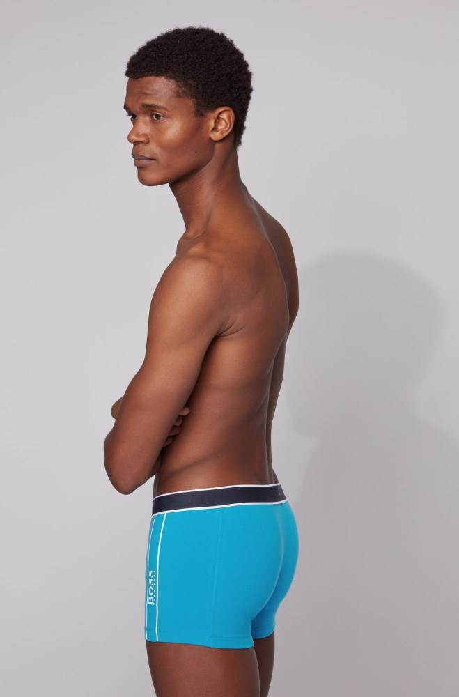 Hugo Boss Stretch-cotton trunks Blå | qzkmO5iY