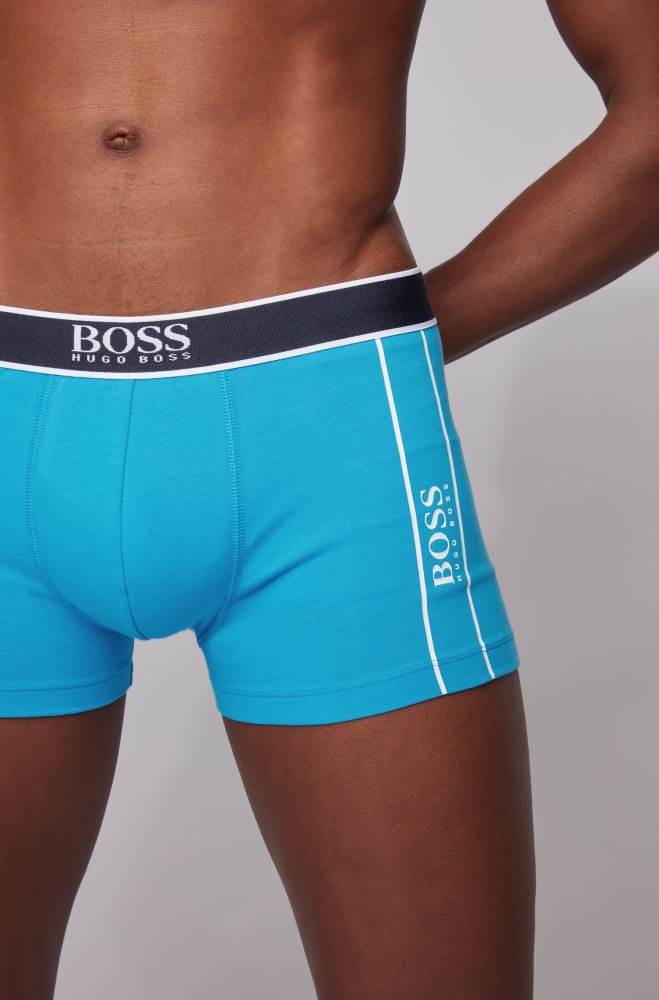 Hugo Boss Stretch-cotton trunks Blå | qzkmO5iY