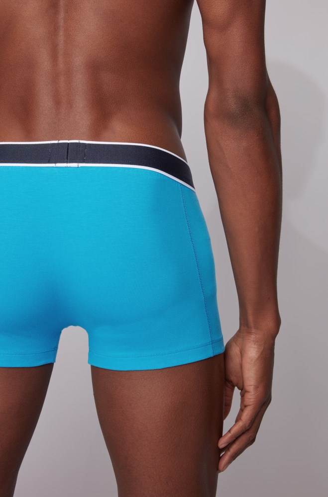 Hugo Boss Stretch-cotton trunks Blå | qzkmO5iY