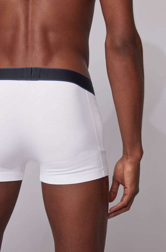 Hugo Boss Stretch-cotton trunks Hvite | HcSl69Wa