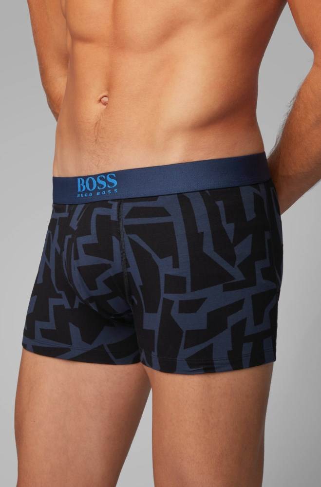 Hugo Boss Stretch-cotton trunks Mørke Blå | xhov7J2J