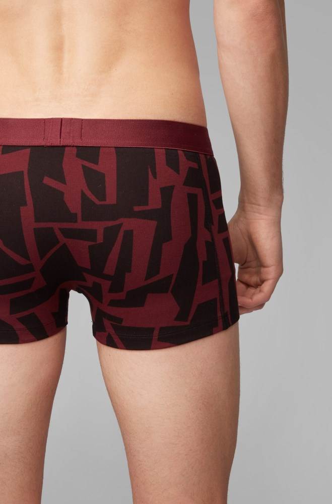 Hugo Boss Stretch-cotton trunks Mørke Rød | 4VAZIXwA