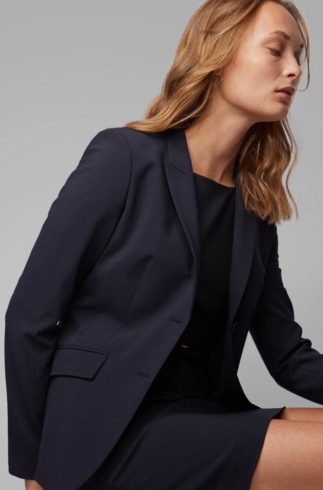 Hugo Boss Stretch wool blazer Mørke Blå | QIeMkFzM