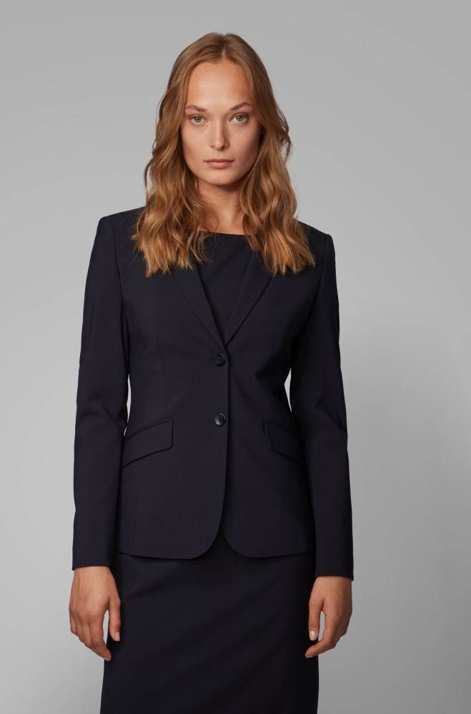 Hugo Boss Stretch wool blazer Mørke Blå | QIeMkFzM