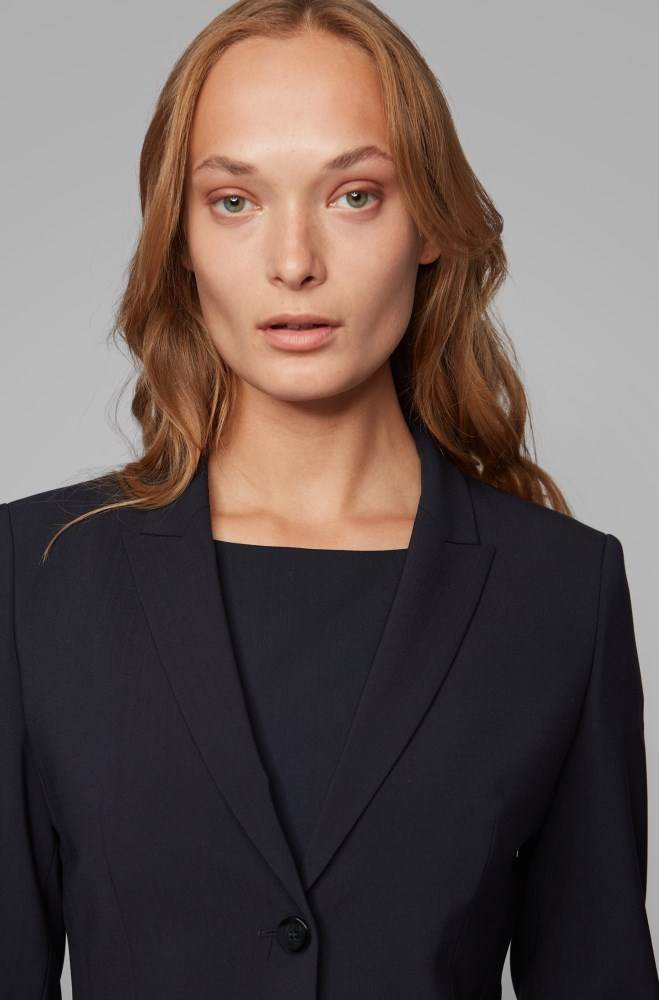 Hugo Boss Stretch wool blazer Mørke Blå | uSh4IZOS