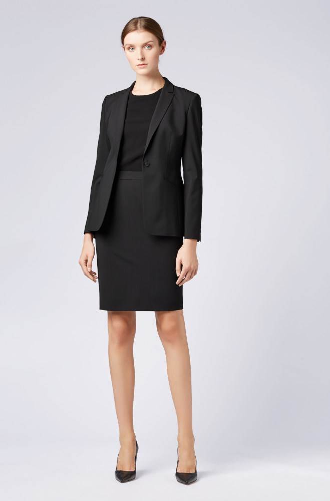 Hugo Boss Stretch wool slim-fit pencil skirt Svarte | DThmU5mS