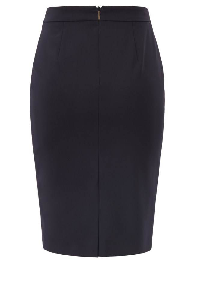 Hugo Boss Stretch wool slim-fit pencil skirt Mørke Blå | Q6JARna1