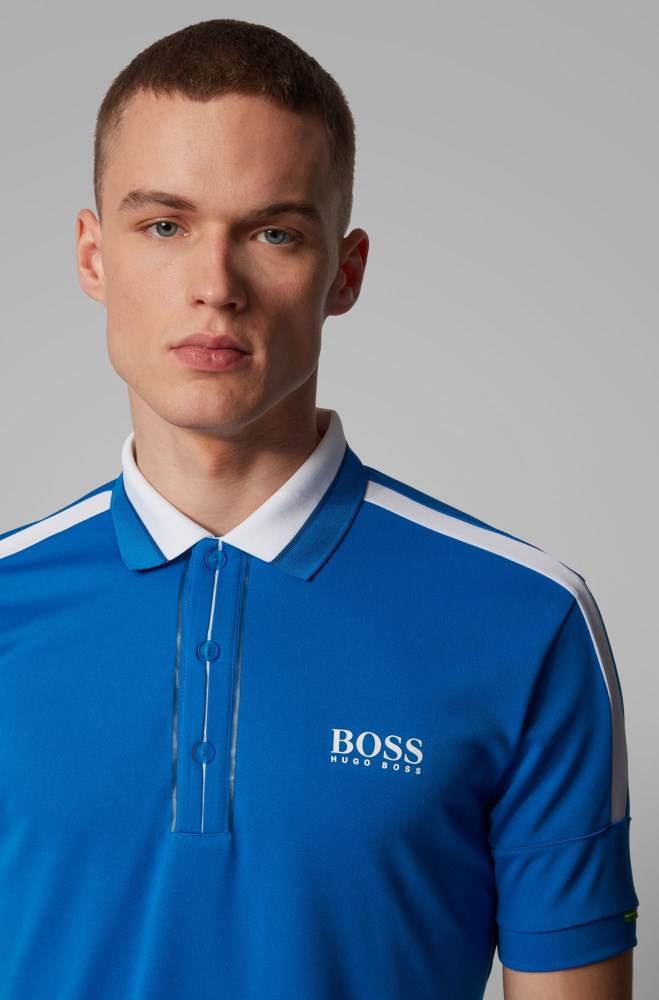 Hugo Boss Stripe-detail polo shirt Blå | G9lPsjPW