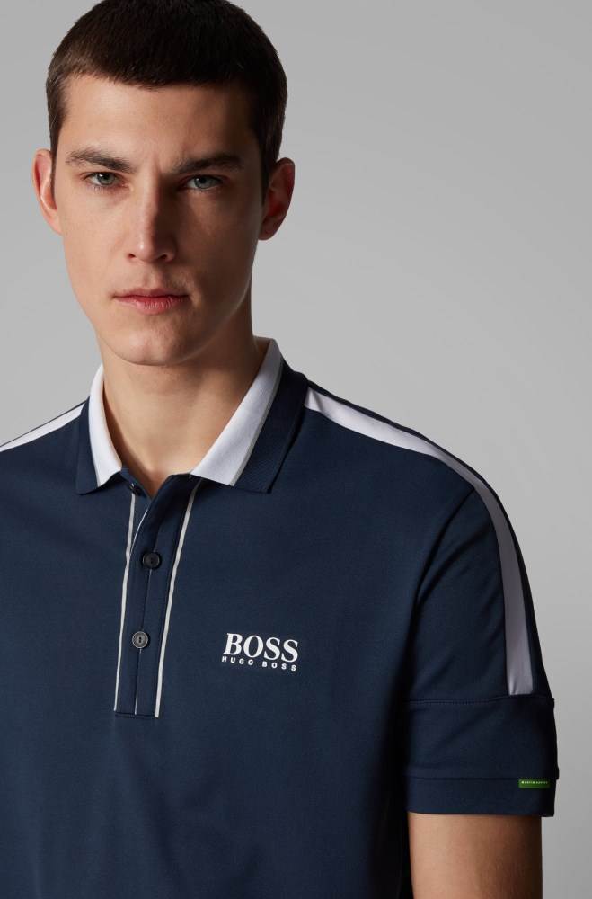 Hugo Boss Stripe-detail polo shirt Mørke Blå | Gt1ce4yr