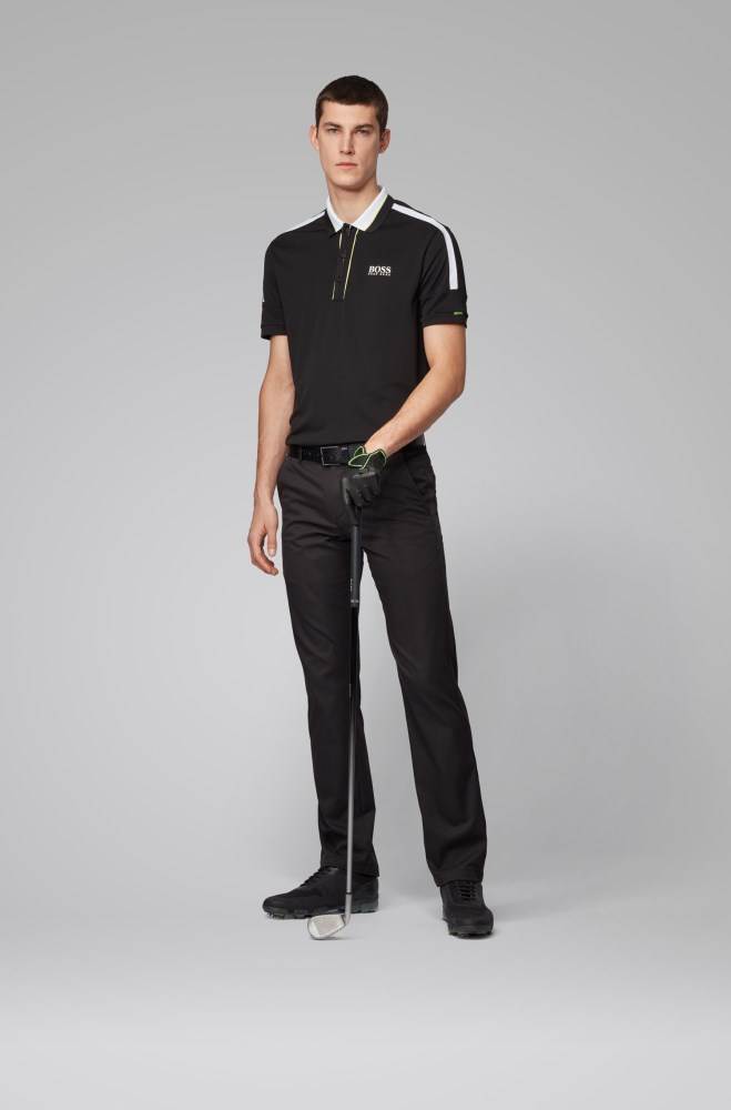 Hugo Boss Stripe-detail polo shirt Svarte | cOBAhAPE