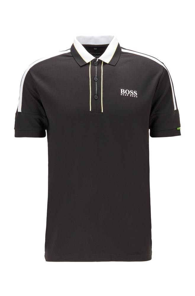 Hugo Boss Stripe-detail polo shirt Svarte | cOBAhAPE