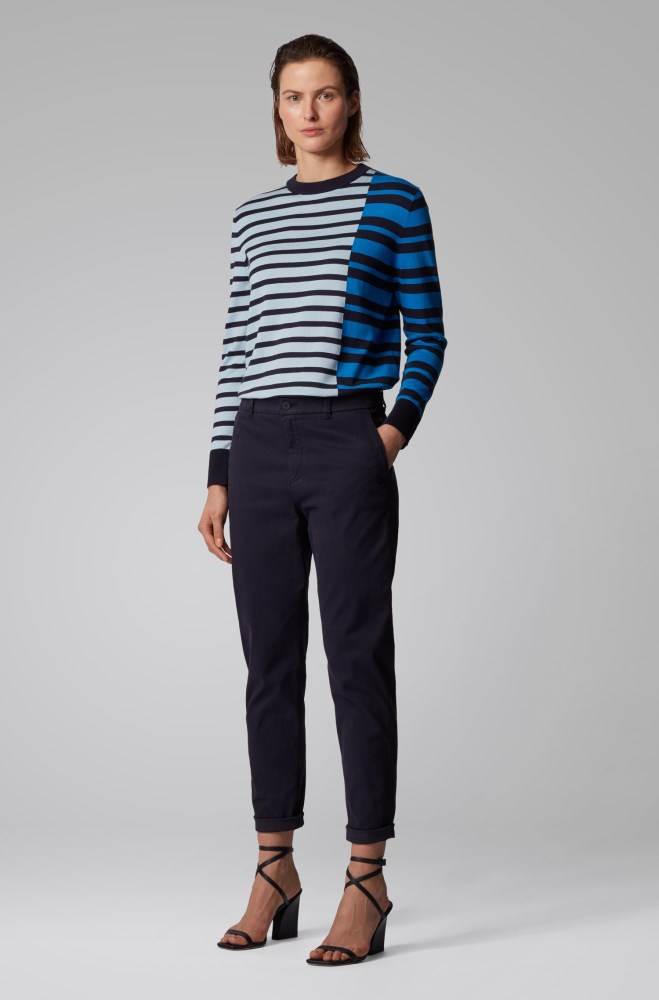 Hugo Boss Stripe-intarsia sweater Lyse Blå | riOAjYC8