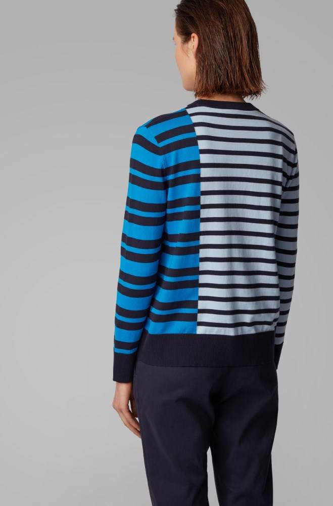 Hugo Boss Stripe-intarsia sweater Lyse Blå | riOAjYC8