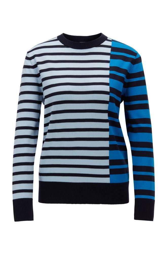 Hugo Boss Stripe-intarsia sweater Lyse Blå | riOAjYC8