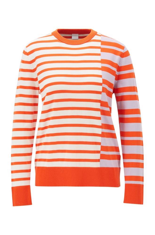 Hugo Boss Stripe-intarsia sweater Oransje | KQepkqBr