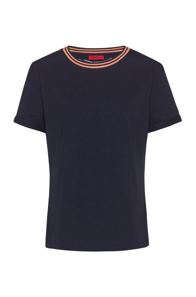 Hugo Boss Stripe-neck slim-fit T-shirt Mørke Blå | gmkKywUA