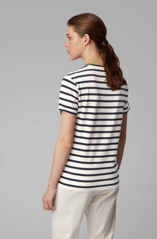 Hugo Boss Striped T-shirt Hvite | s8BFxS5C