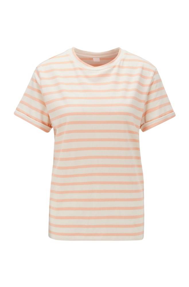 Hugo Boss Striped T-shirt Lyse Oransje | ETU8hkiS