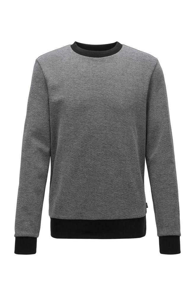 Hugo Boss Striped-collar sweatshirt Grå | stV4yqDX