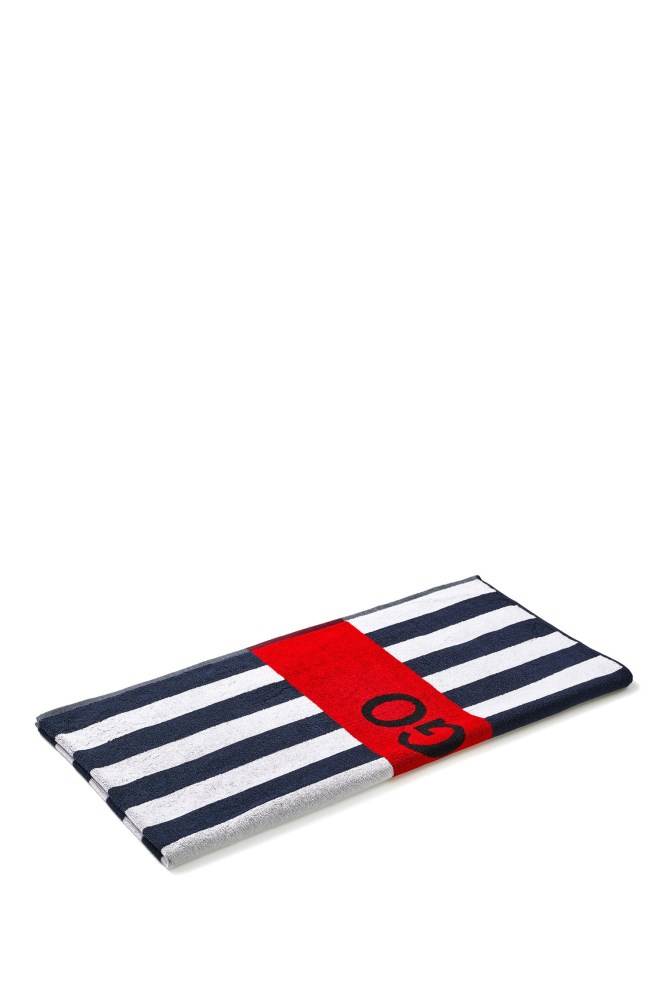 Hugo Boss Striped cotton-terry beach towel Lyse Blå | CD5iPZGL