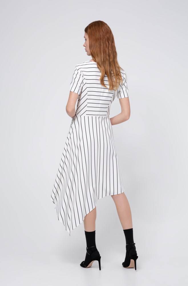 Hugo Boss Striped-fabric dress Hvite | 8gOE14ch