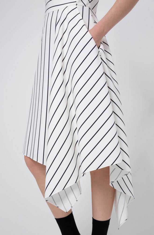 Hugo Boss Striped-fabric dress Hvite | 8gOE14ch