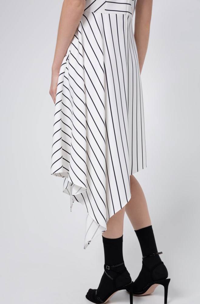 Hugo Boss Striped-fabric dress Hvite | 8gOE14ch