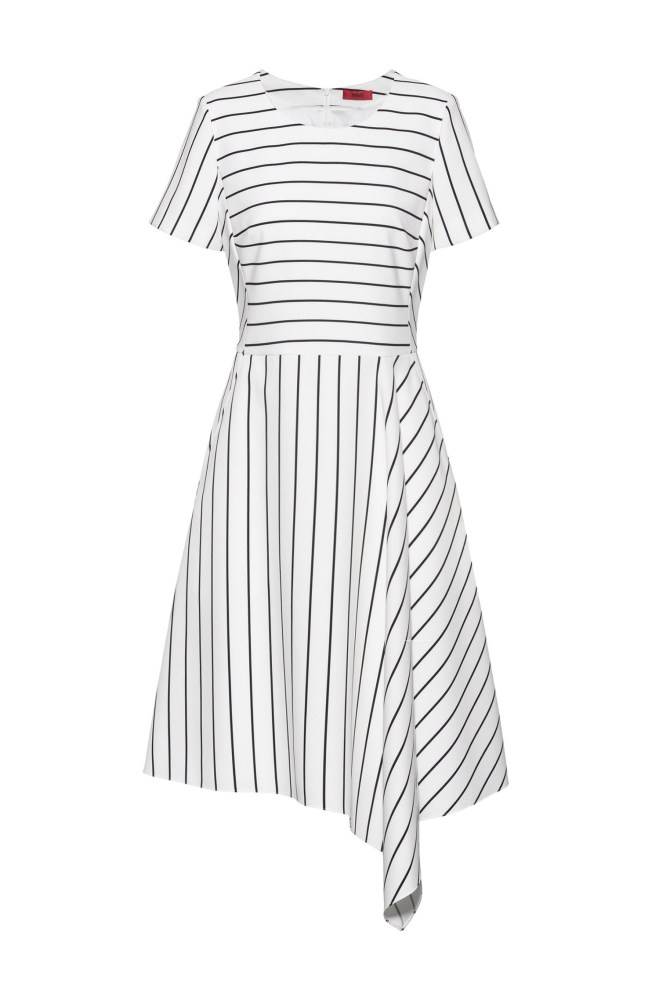 Hugo Boss Striped-fabric dress Hvite | 8gOE14ch