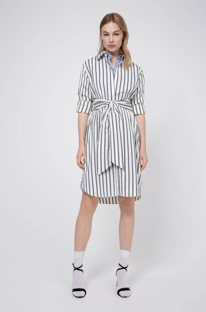 Hugo Boss Striped shirt dress Hvite | bFH16a7Z