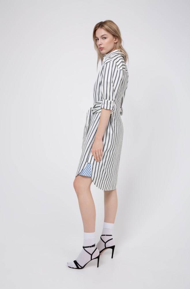 Hugo Boss Striped shirt dress Hvite | bFH16a7Z