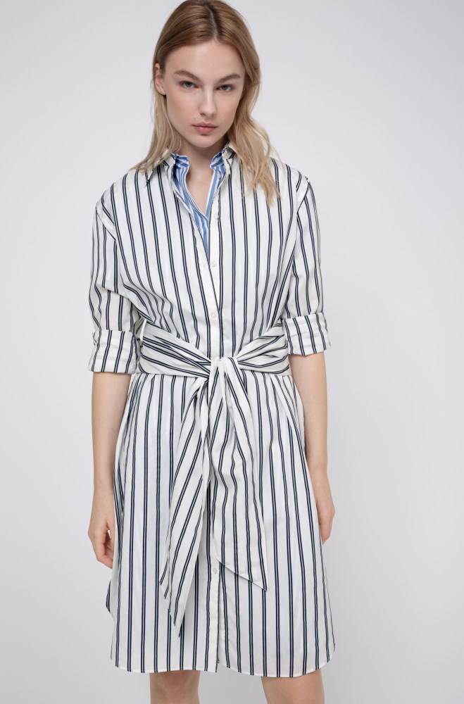 Hugo Boss Striped shirt dress Hvite | bFH16a7Z