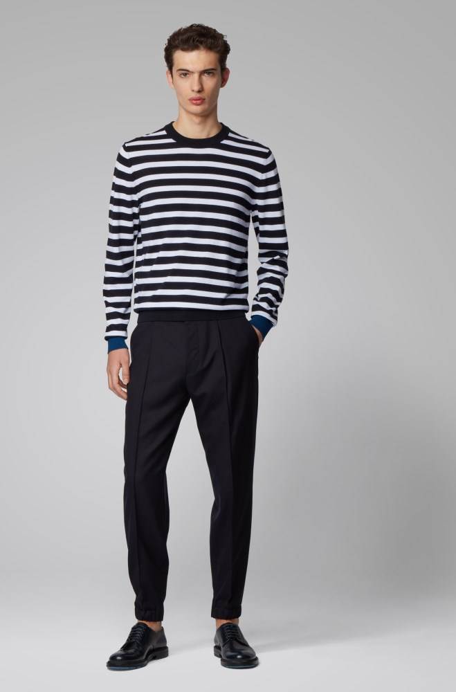 Hugo Boss Striped sweater Mørke Blå | RnXp2eEk