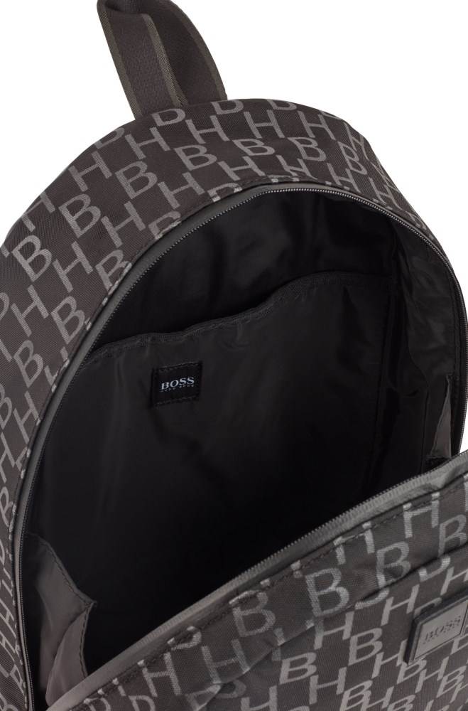 Hugo Boss Structured-nylon backpack Svarte | MJQwswCB