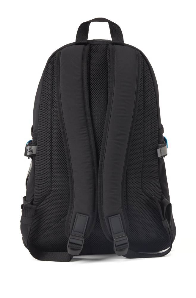 Hugo Boss Structured-nylon backpack Svarte | m6uesL0G